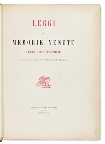 Sex Work. Leggi e Memorie Venete sulla Prostituzione fino alla caduta della Republica.